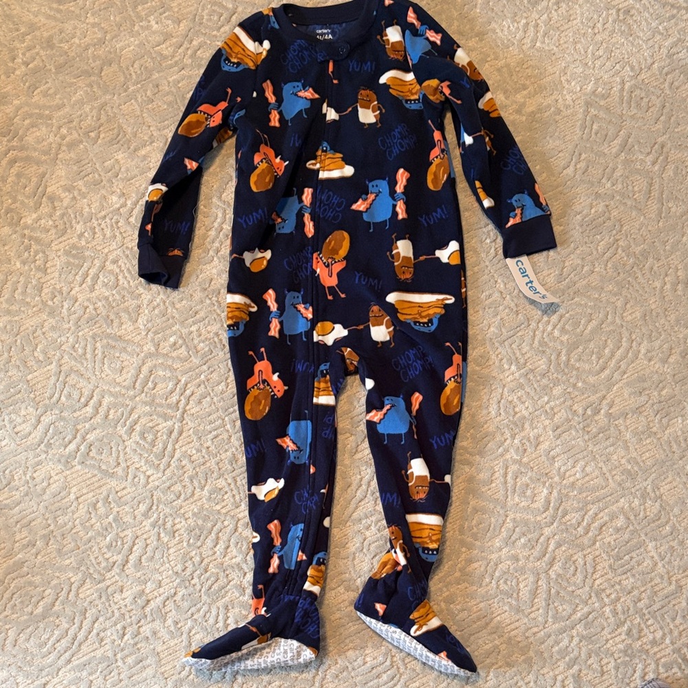 Carter's Navy Blue Footed One Piece with Fun Prints